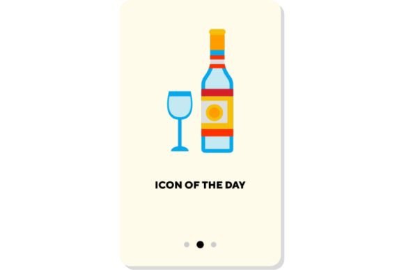 Alcoholic Drinks Flat Icon: Crystal Glass Design