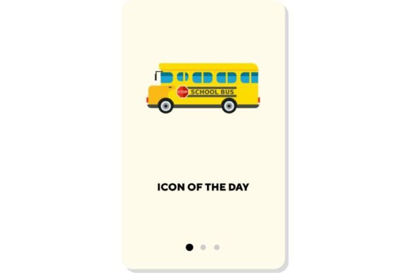 Attending School Flat Vector Icon: Bus T