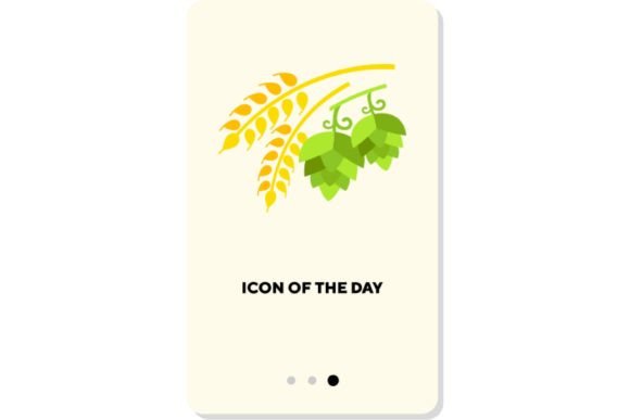 Plant Branches Flat Icon: Olive Wheat Ear and Natural Design Elements