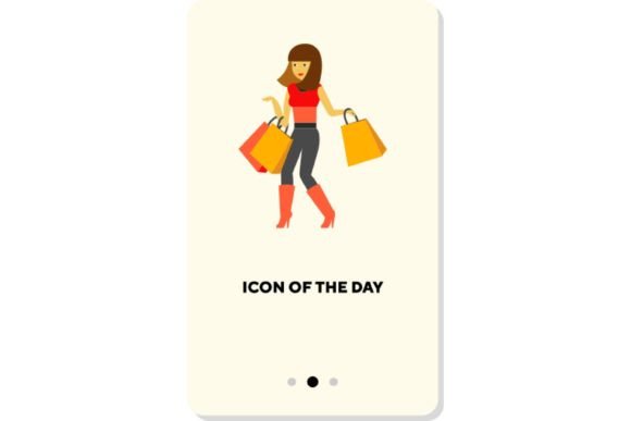 Shopping Flat Icon. Woman, Customer with Bags: Visualizing Modern Retail Concepts