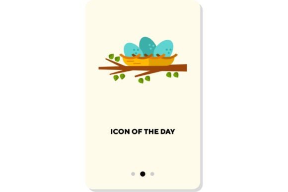 Tree Home Flat Icon: Nest with Eggs Isol for Nature and Wildlife Design